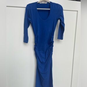 Michael Stars Ruched Midi 3/4 Sleeve Dress Royal Blue